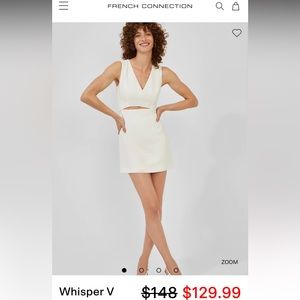 French connection white vneck cut out dress